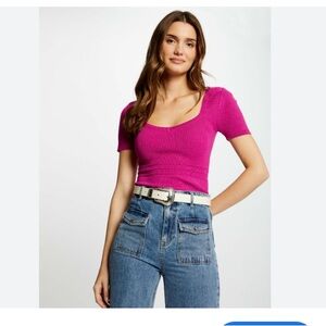 Moda International Magenta V-Neck Sweater